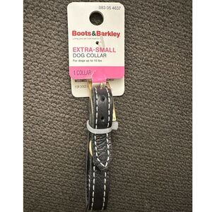 BOOTS & BARKLEY Dog Collar NEW Black XS  Leather Gold Tone Hardware Up to 10 LB